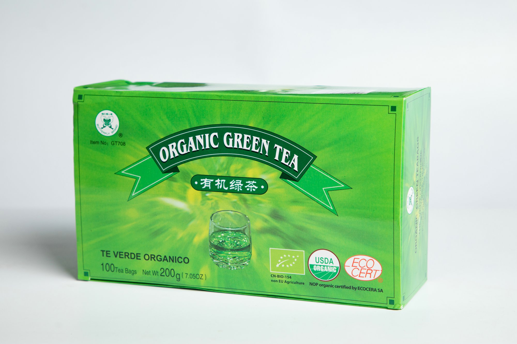 Organic Green Tea Bag #GT708 2GX100BAGS